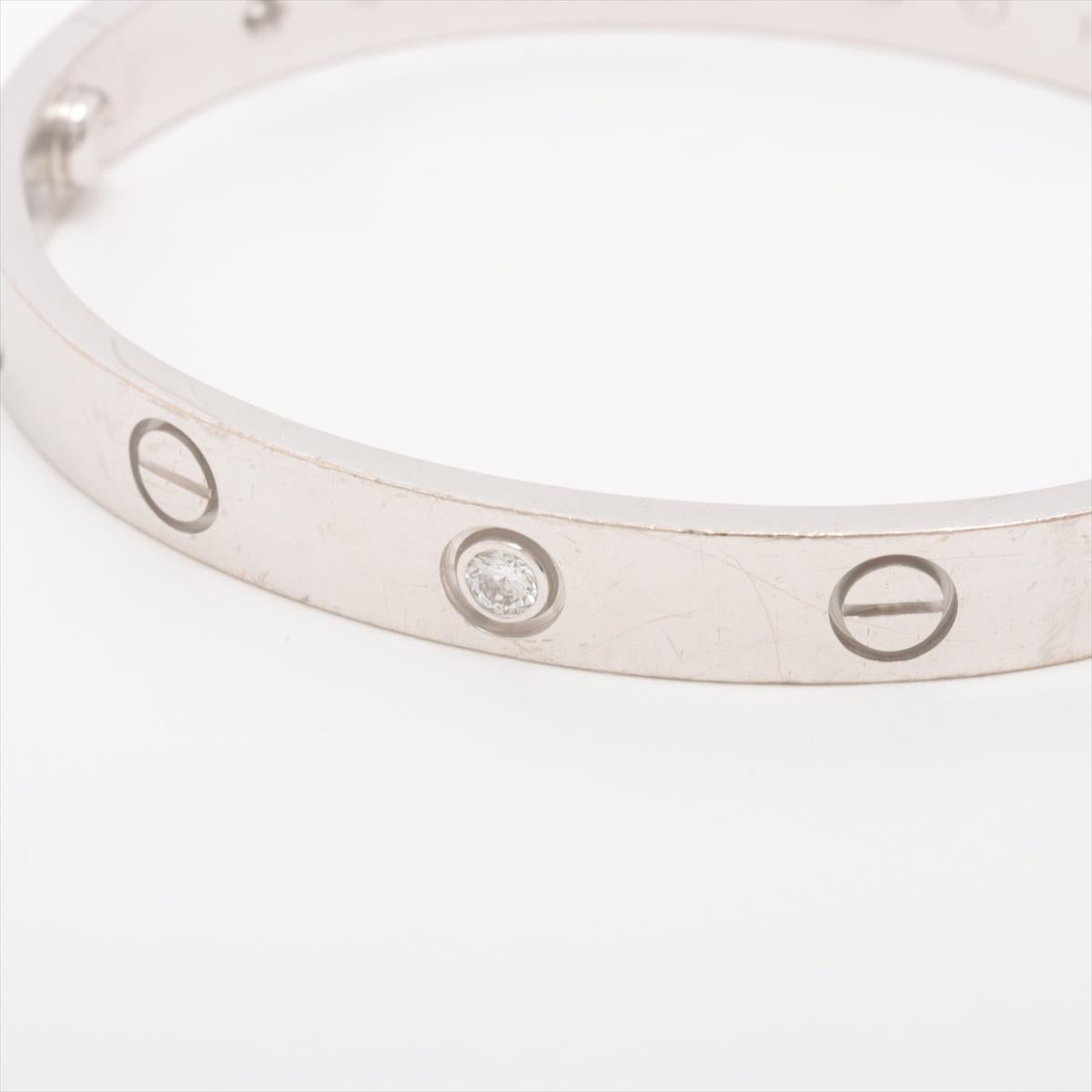 Cartier Love Half Diamond Bracelet 750(WG) 31.8g 16 In Excellent Condition In Oyster Bay, NY