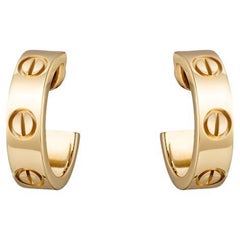 Cartier Love Hoop Earrings 18K Yellow Gold Original Box and Papers