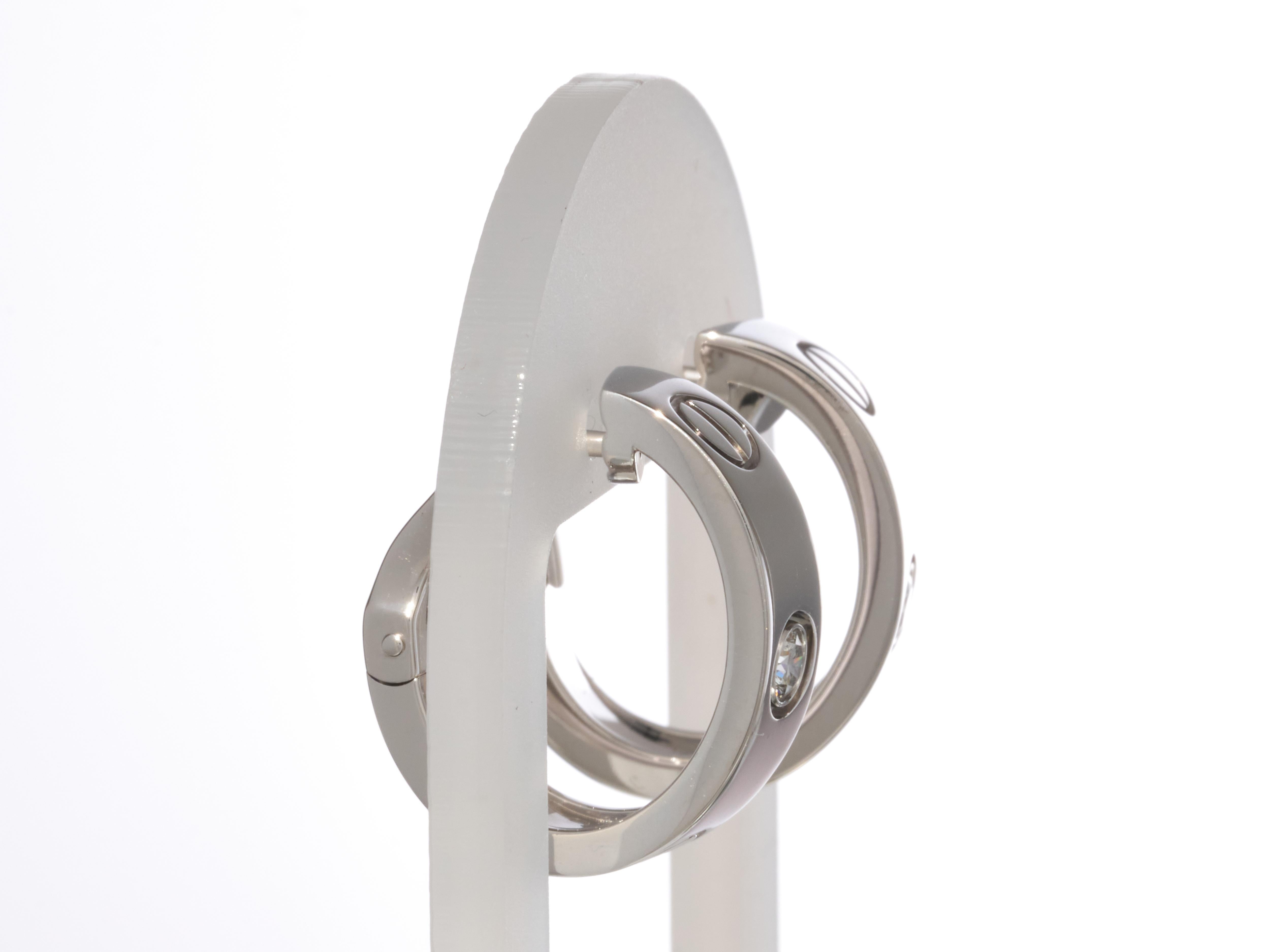 Cartier Pendientes de aro Love 2 diamantes Oro blanco de 18 quilates En caja PVPR 5650 ¤. en venta 5