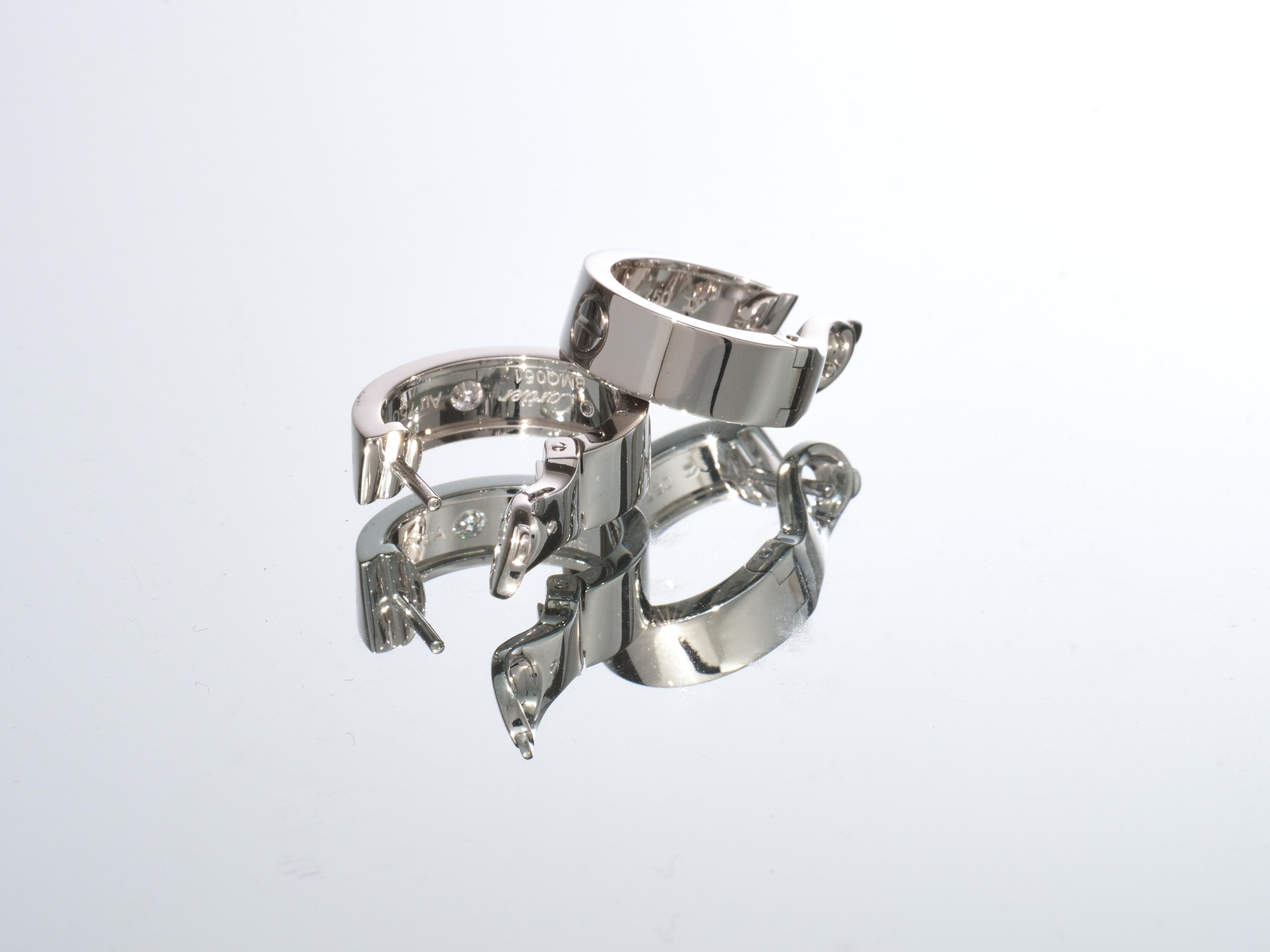 Cartier Pendientes de aro Love 2 diamantes Oro blanco de 18 quilates En caja PVPR 5650 ¤. en Excelente estado para la venta en London, GB