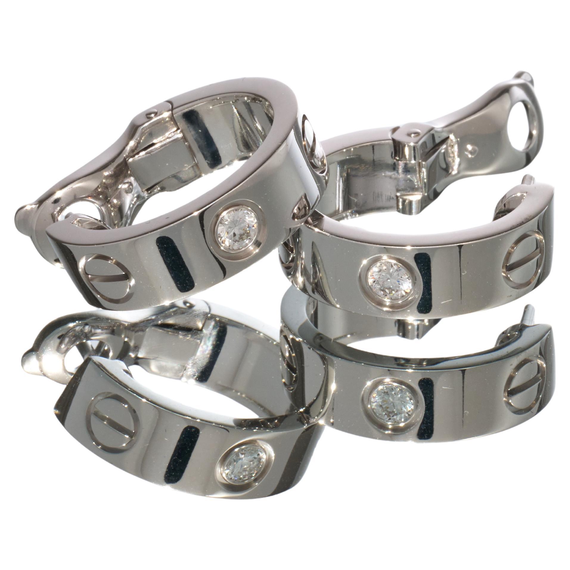 Cartier Pendientes de aro Love 2 diamantes Oro blanco de 18 quilates En caja PVPR 5650 ¤. en venta