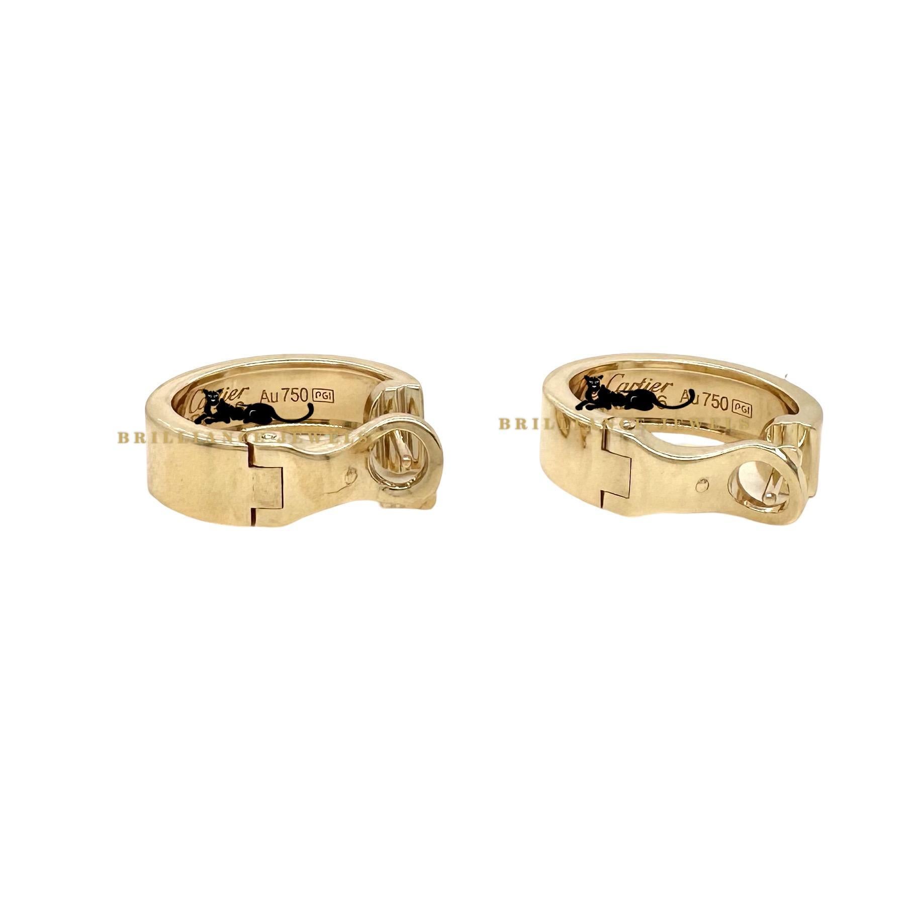Cartier Love Hoop Earrings in 18K Yellow Gold, Certificate of Authenticity In Excellent Condition In Miami, FL