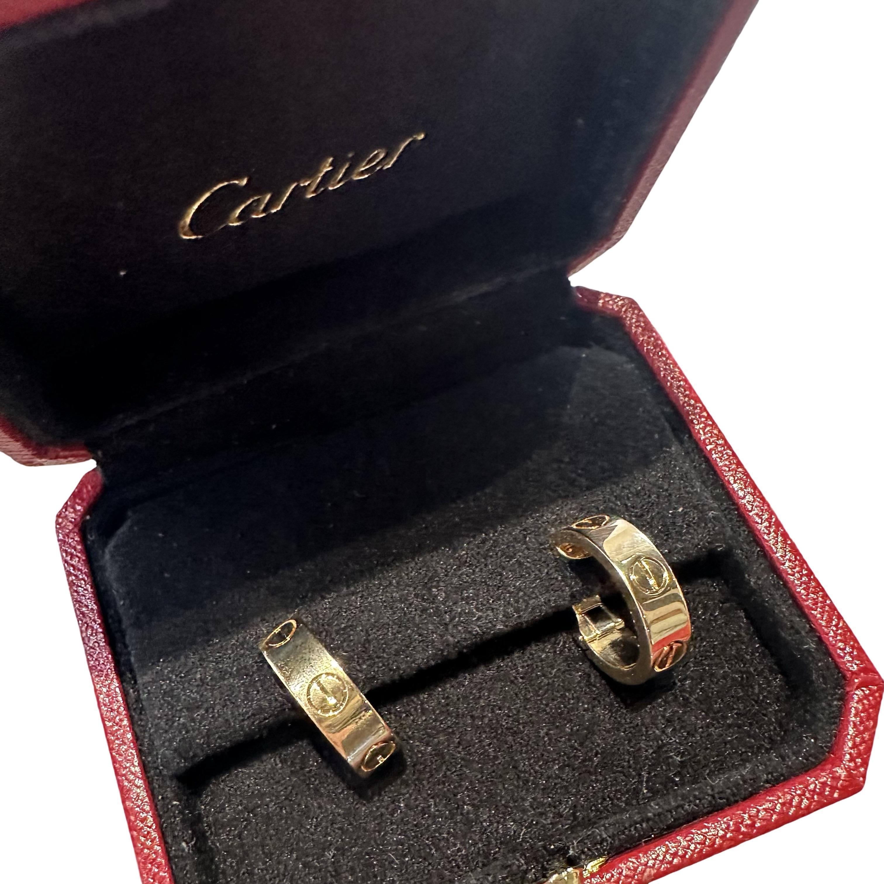 Cartier Love Hoop Earrings in 18K Yellow Gold, Certificate of Authenticity 1