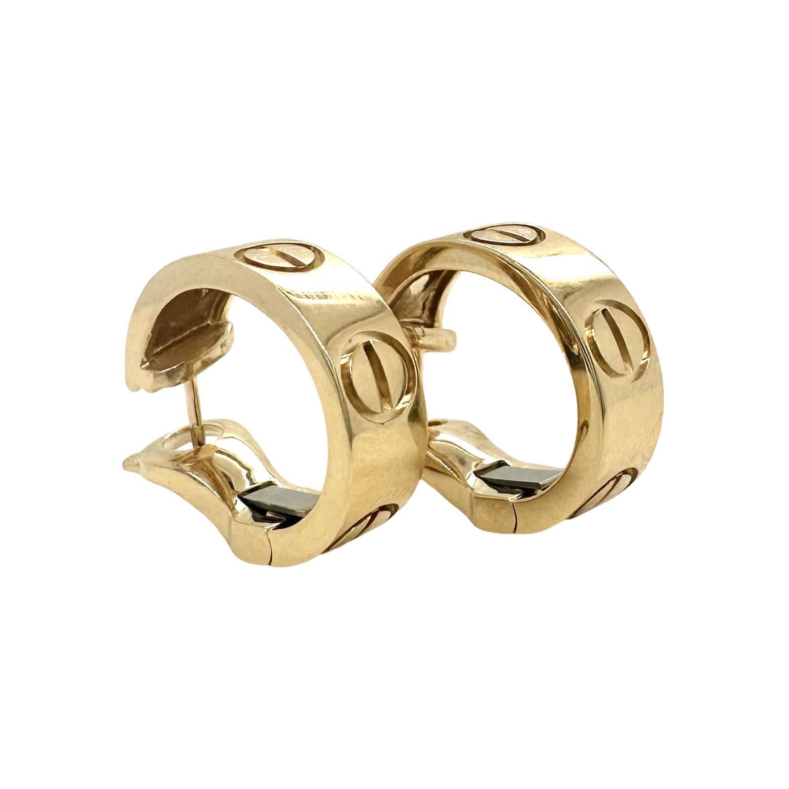 Cartier Love Hoop Earrings in 18k Yellow Gold, Classic Size 1
