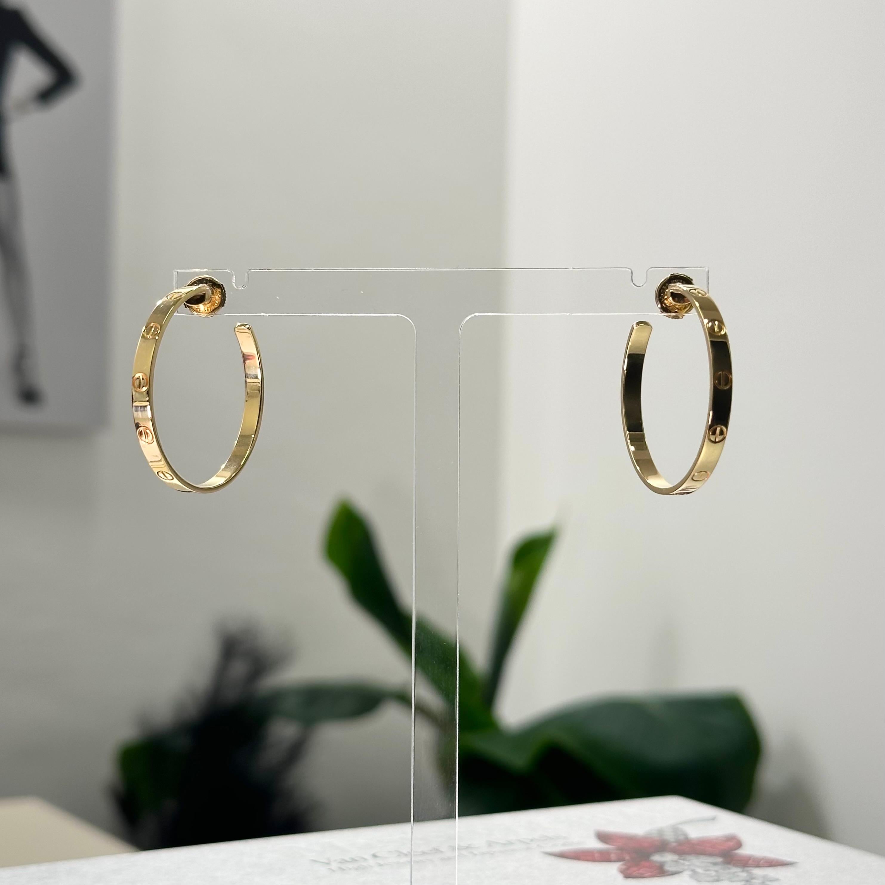 Cartier Love Hoop Earrings Yellow Gold B8028200 For Sale 3
