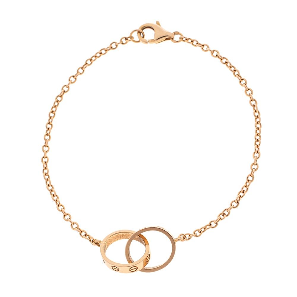 Contemporary Cartier Love Interlocking 2 Hoops 18K Rose Gold Bracelet