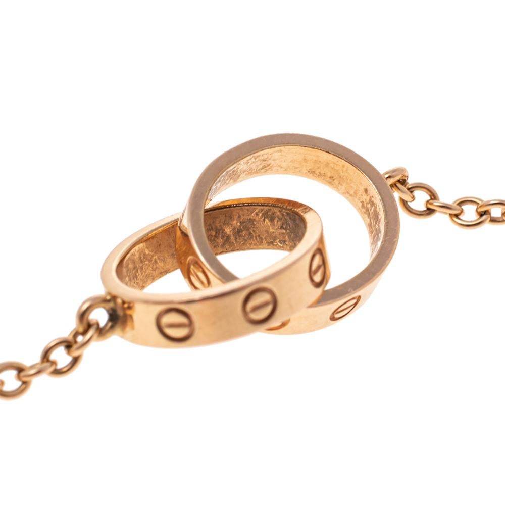 Cartier Love Interlocking 2 Hoops 18K Rose Gold Bracelet In Fair Condition In Dubai, Al Qouz 2