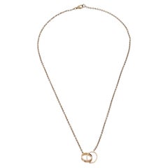 Cartier Love Interlocking 2 Hoops 18K Rose Gold Necklace