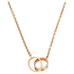 Cartier Love Interlocking 2 Hoops 18K Rose Gold Necklace