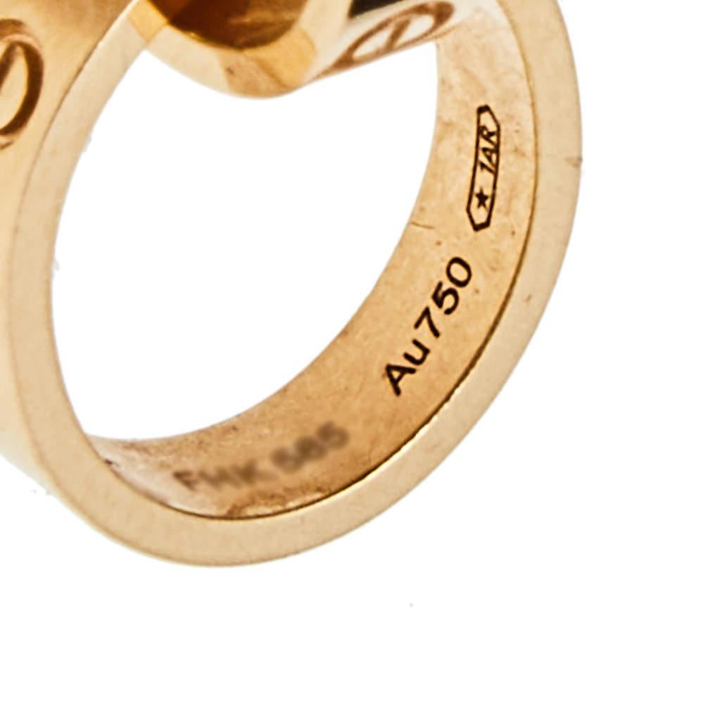 Cartier Love Interlocking 2 Hoops 18K Rose Gold Pendant Necklace In Good Condition In Dubai, Al Qouz 2