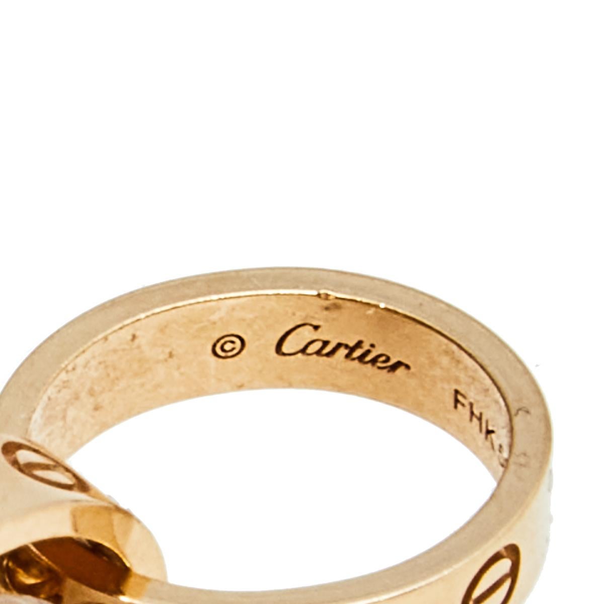 Contemporary Cartier Love Interlocking 2 Hoops 18K Rose Gold Pendant Necklace
