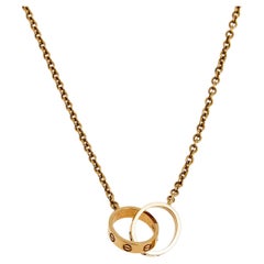Cartier Love Interlocking 2 Hoops 18K Rose Gold Pendant Necklace