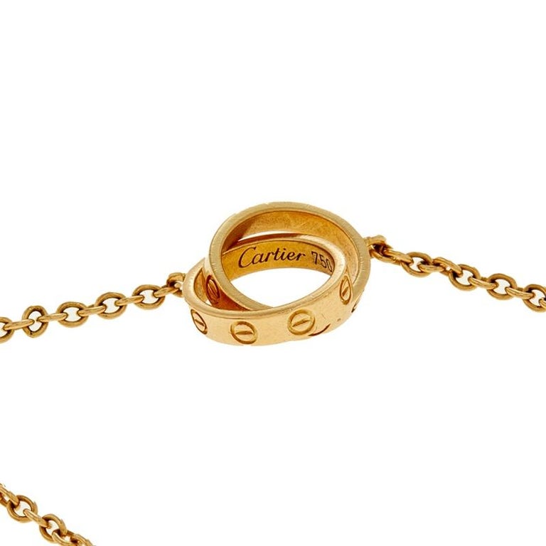 Contemporary Cartier Love Interlocking 2 Hoops 18K Yellow Gold Bracelet For Sale
