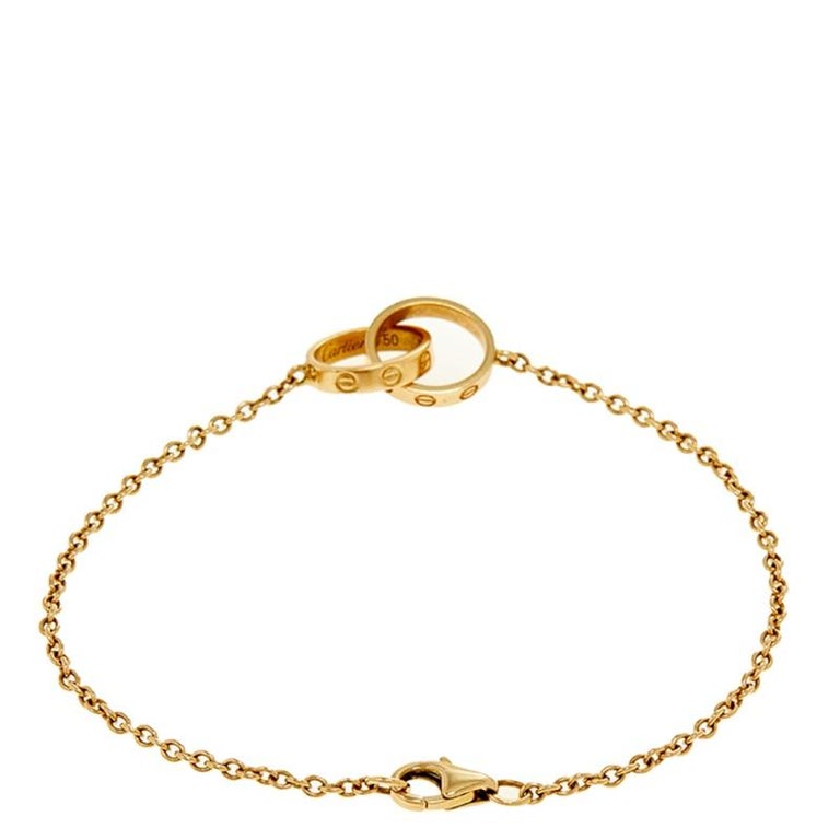 Women's Cartier Love Interlocking 2 Hoops 18K Yellow Gold Bracelet For Sale