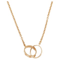 Cartier Love Interlocking 2 Hoops 18K Yellow Gold Necklace