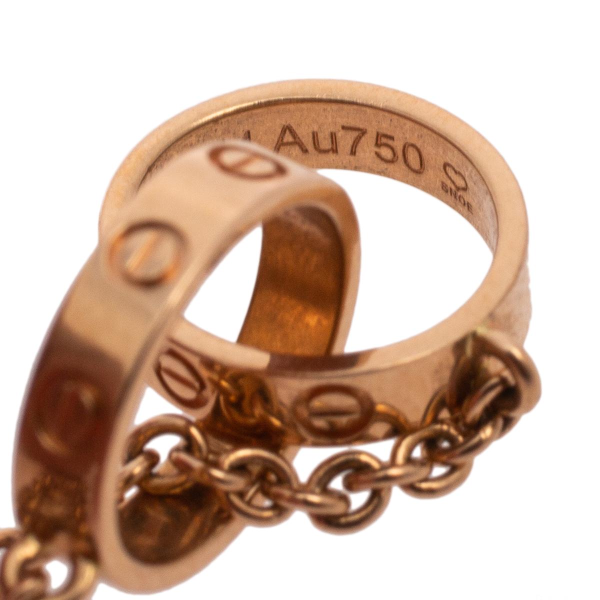 Cartier Love Interlocking 2-Loop 18K Rose Gold Bracelet In Good Condition In Dubai, Al Qouz 2