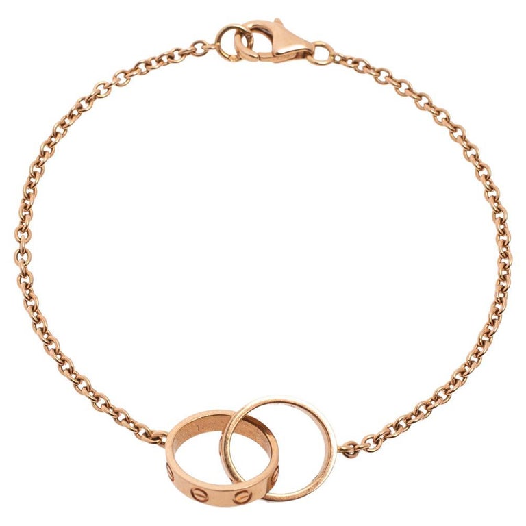 Cartier Love Interlocking 2-Loop 18K Rose Gold Bracelet For Sale at 1stDibs