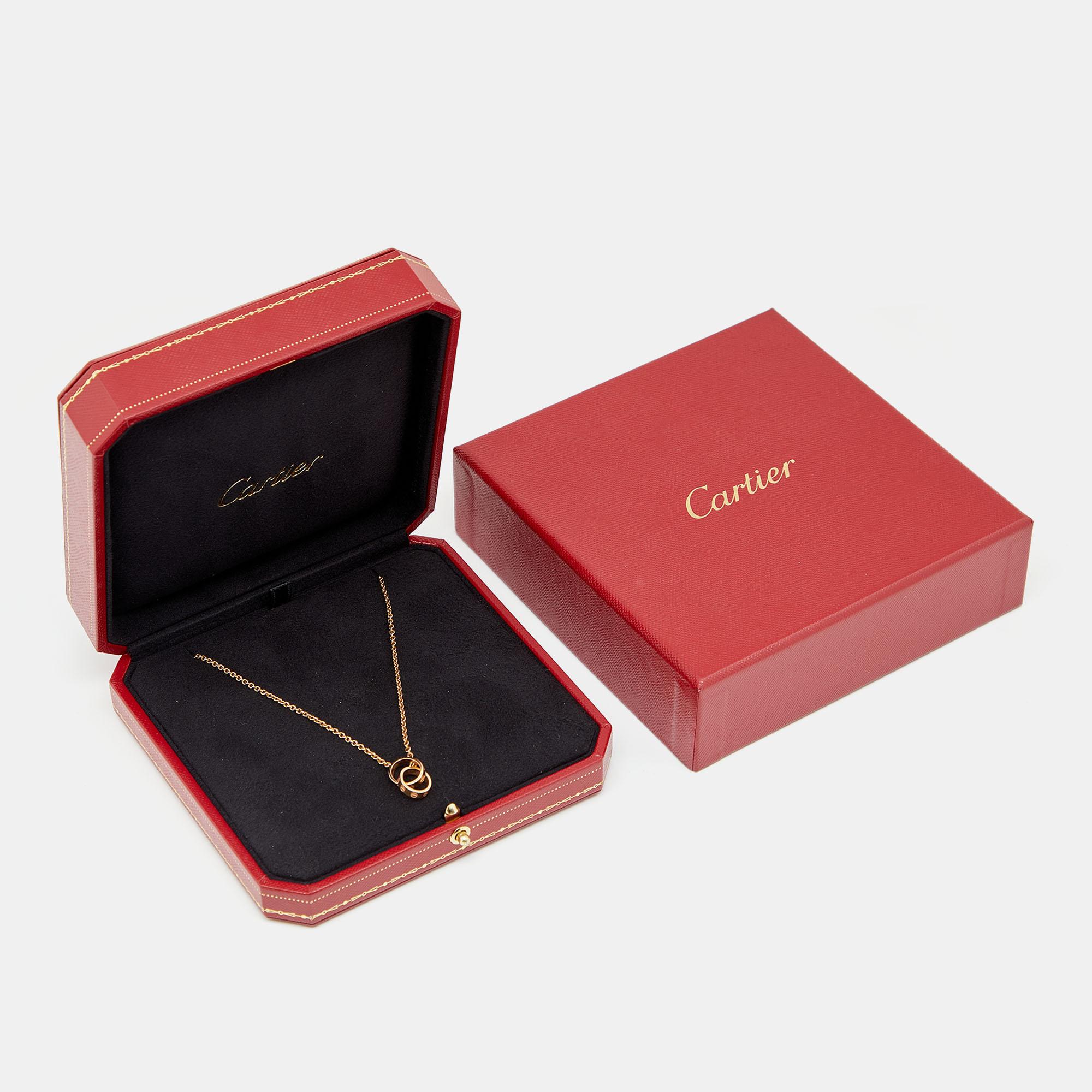 Cartier Love Interlocking 2 Loops 18K Rose Gold Pendant Necklace 1