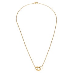 Cartier Love Interlocking 2 Loops 18K Yellow Gold Pendant Necklace