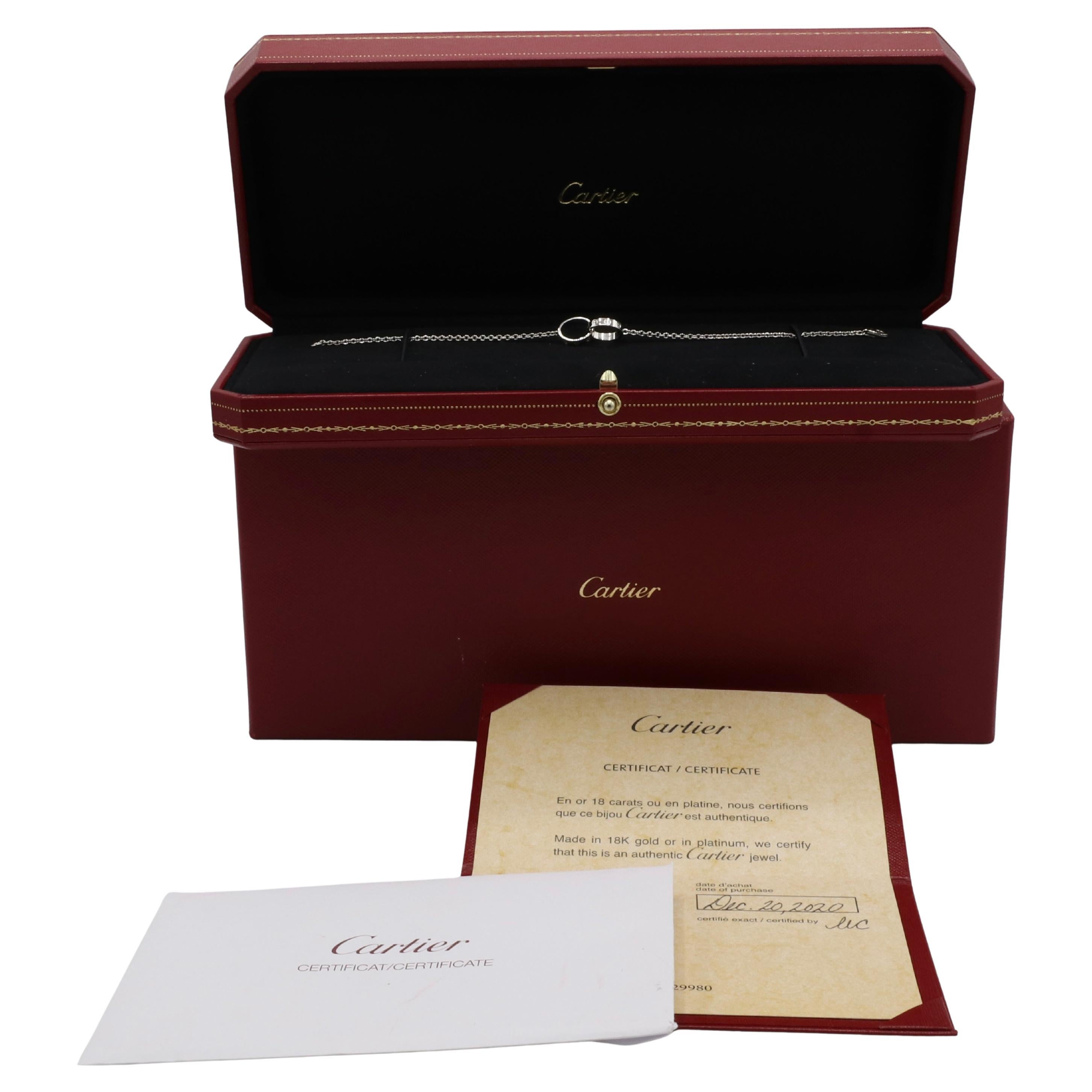 Cartier Love Bracelet à maillons entrelacés en or blanc 18 carats Boîte et papiers Excellent état - En vente à  Baltimore, MD