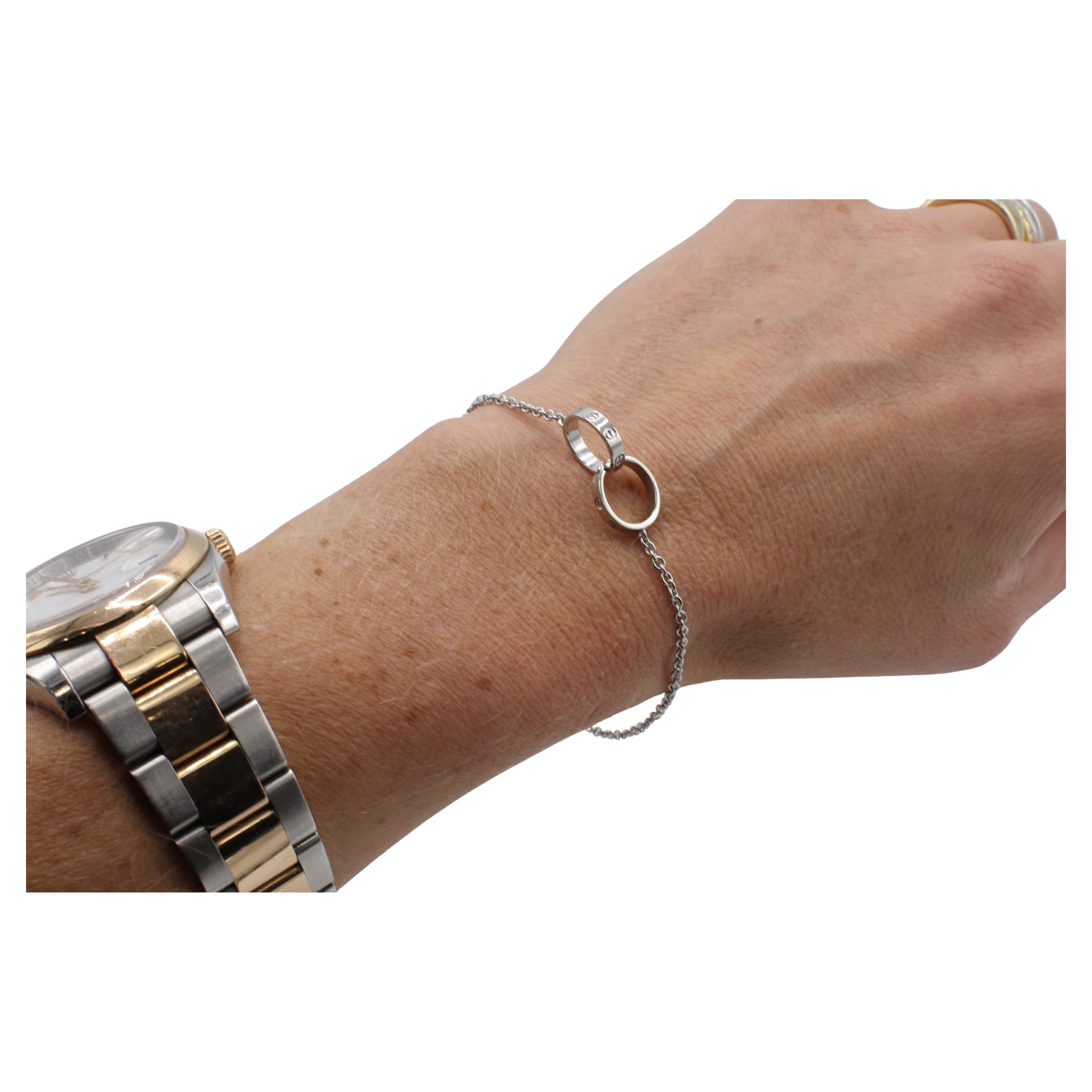 Cartier Love Bracelet à maillons entrelacés en or blanc 18 carats Boîte et papiers Pour femmes en vente
