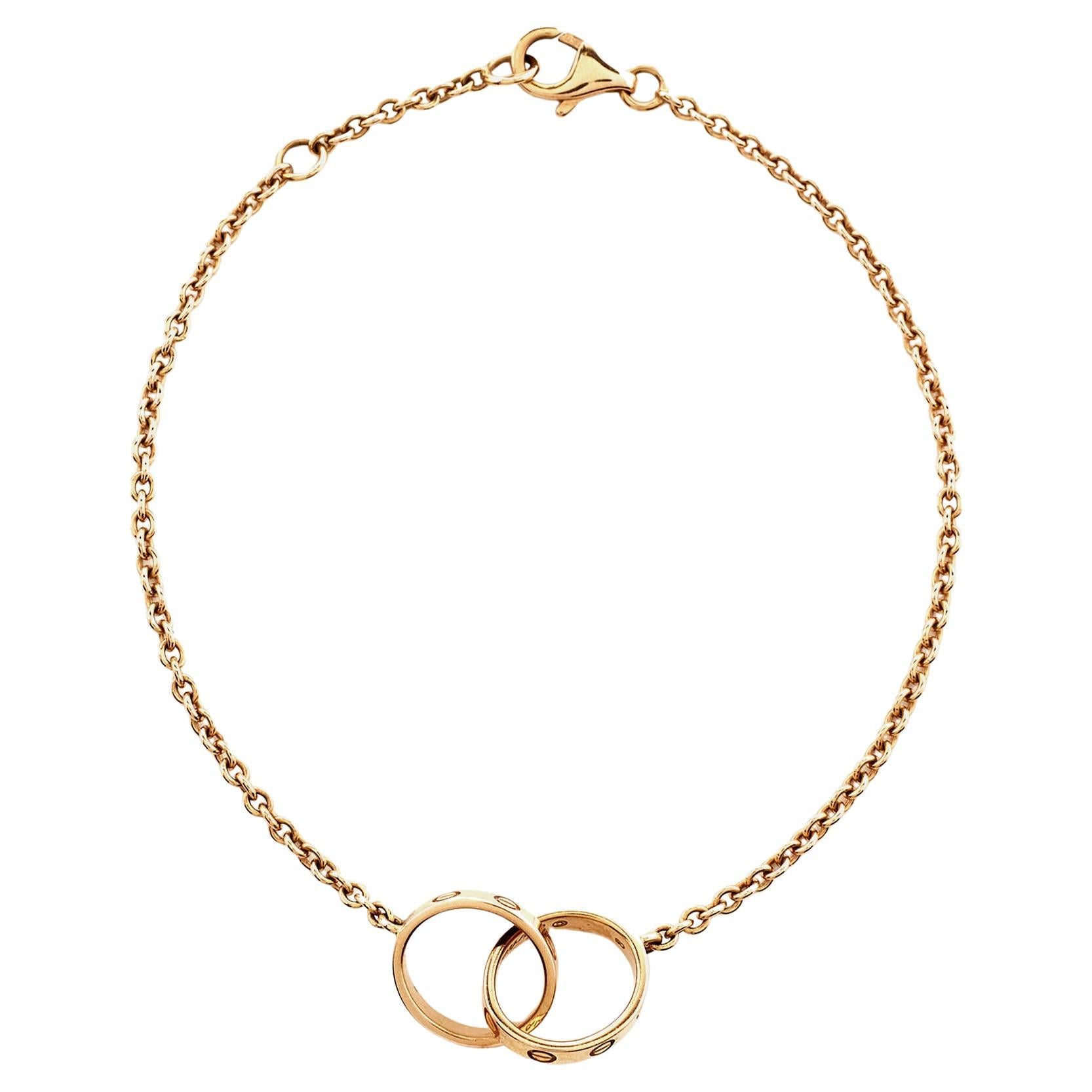 Cartier Love Interlocking Loop 18k Rose Gold Link Bracelet For Sale at  1stDibs