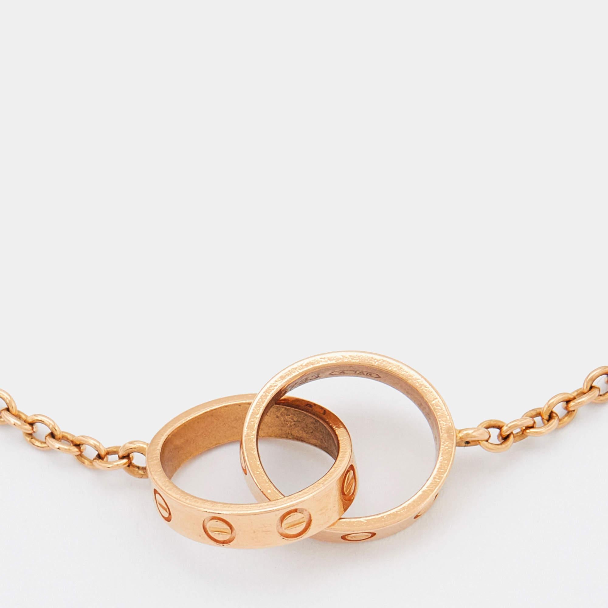 Cartier Love Interlocking Loops 18k Rose Gold Bracelet In Good Condition In Dubai, Al Qouz 2