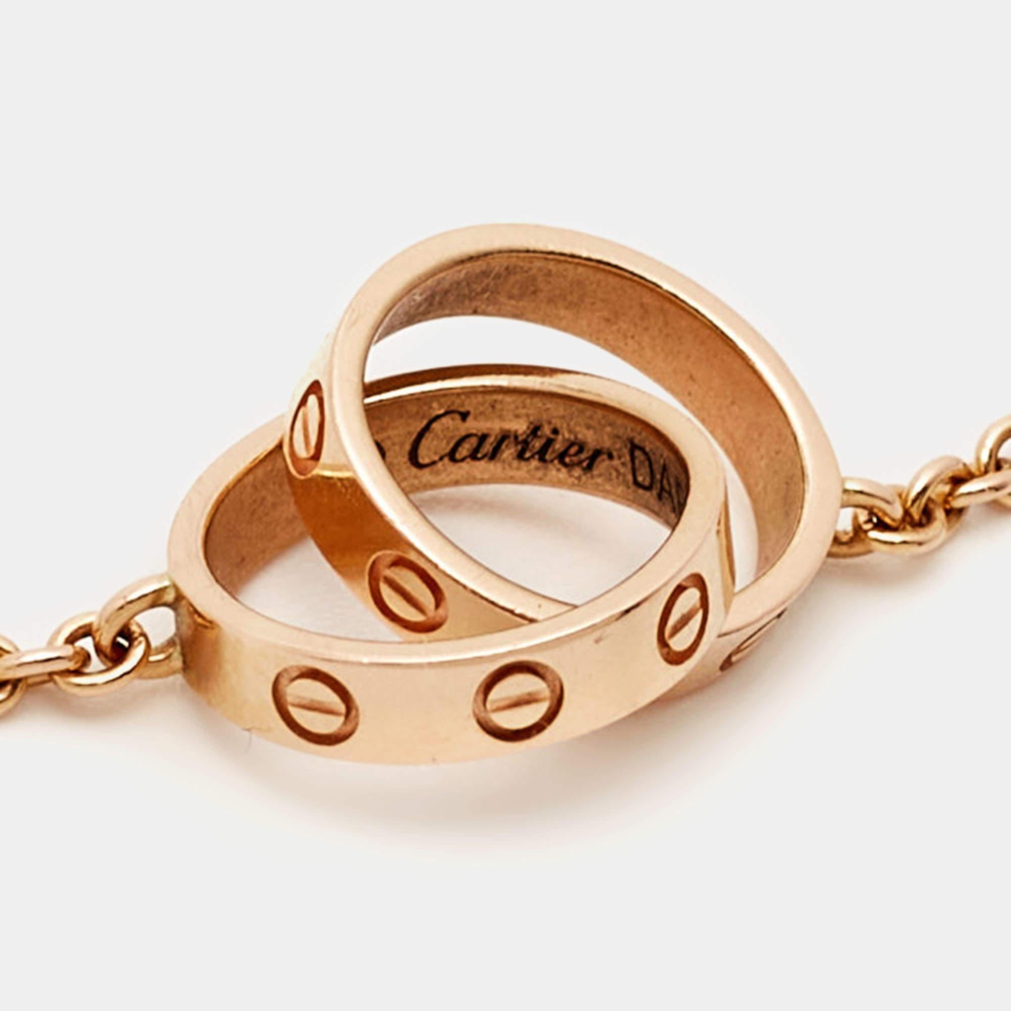 Cartier Love Interlocking Loops 18k Rose Gold Bracelet In Good Condition In Dubai, Al Qouz 2
