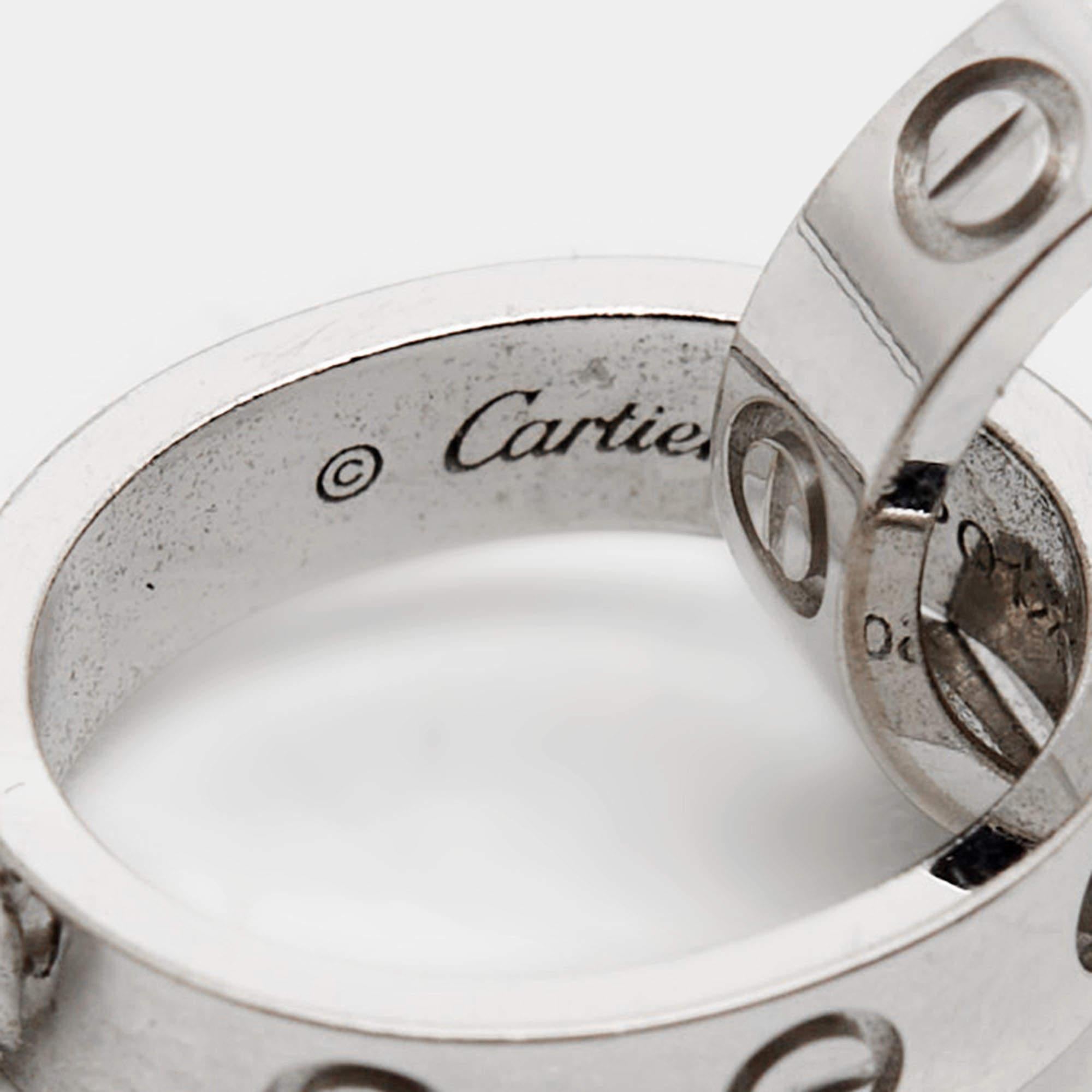 Contemporary Cartier Love Interlocking Loops 18k White Gold Bracelet For Sale