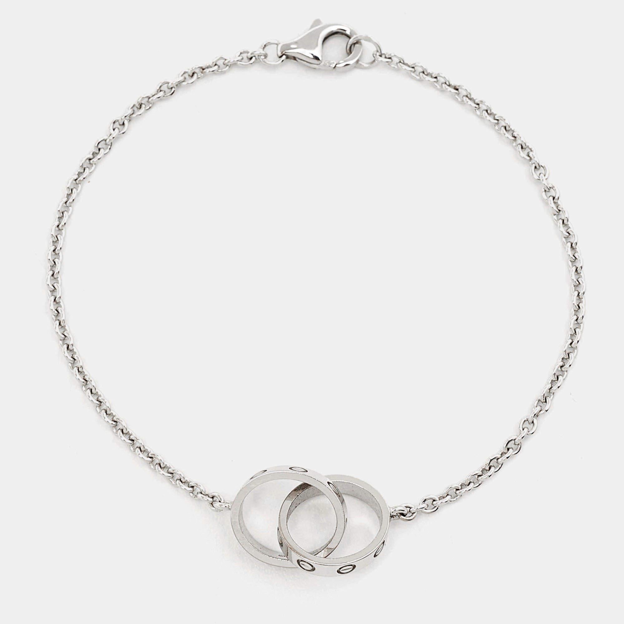 Women's Cartier Love Interlocking Loops 18k White Gold Bracelet For Sale