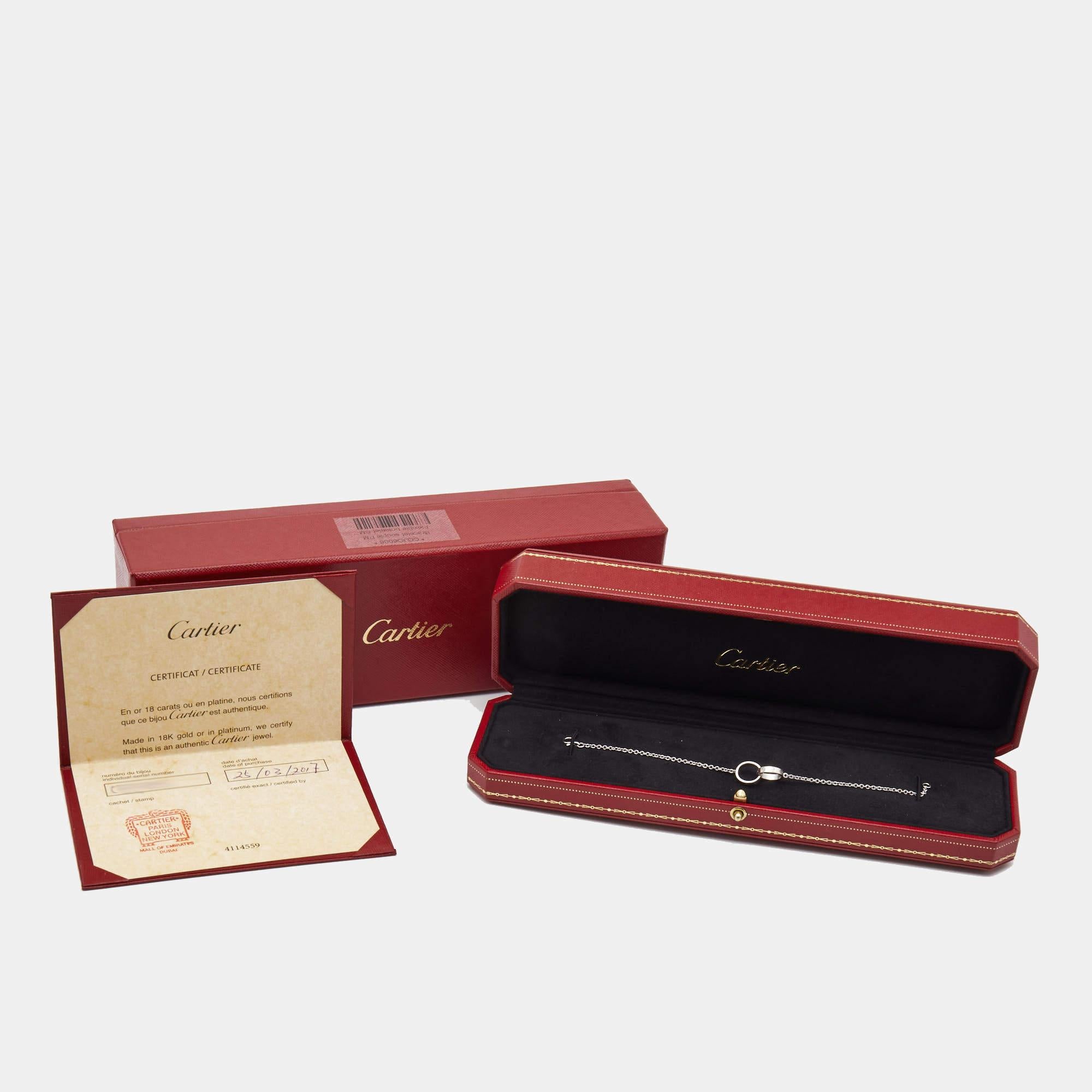 Cartier Love Interlocking Loops 18k White Gold Bracelet For Sale 1