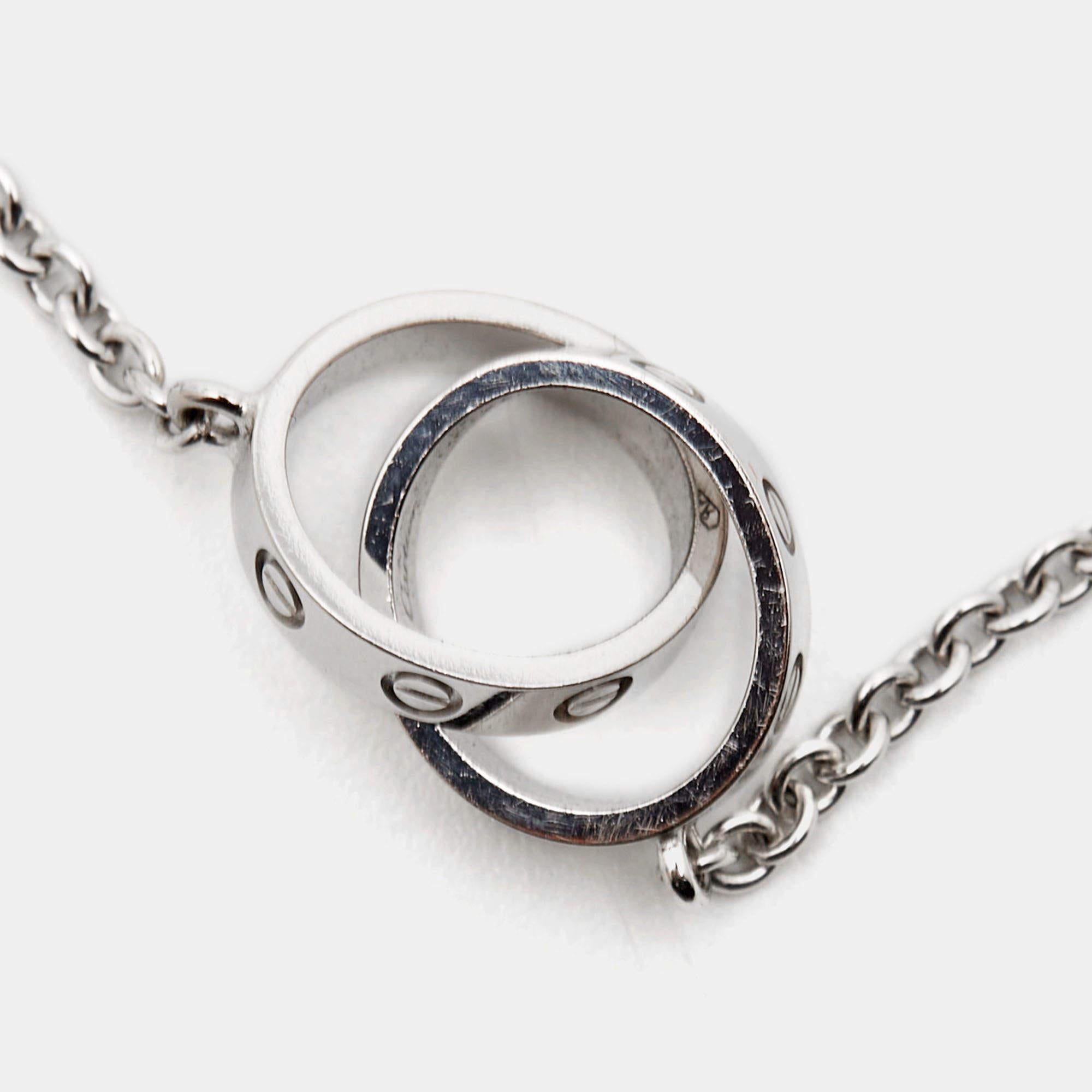 Cartier Love Interlocking Loops 18k White Gold Bracelet For Sale 2