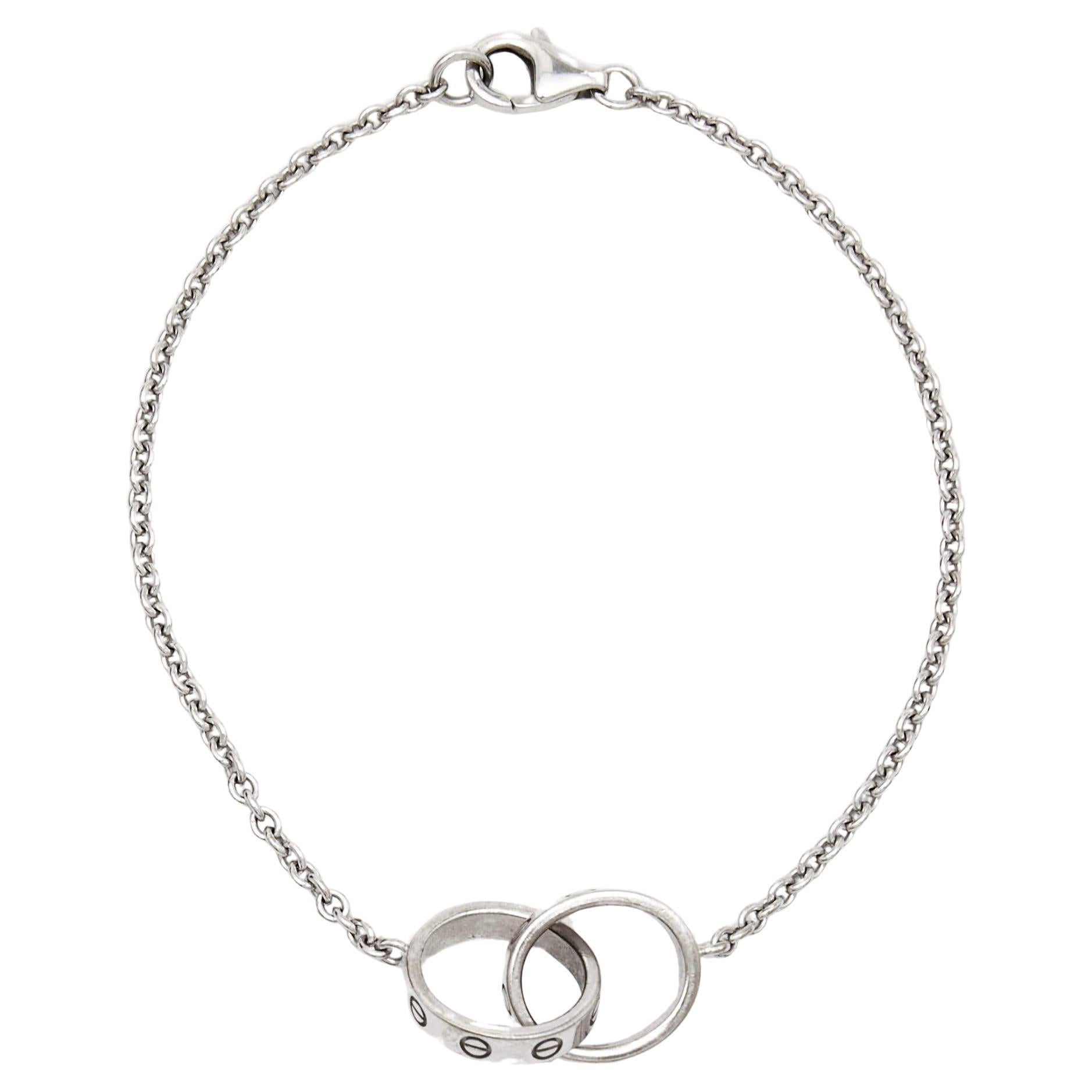 Cartier Love Interlocking Loops 18k White Gold Bracelet For Sale