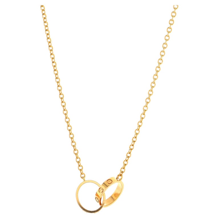 Cartier Love Interlocking Necklace 18k Rose Gold For Sale at 1stDibs
