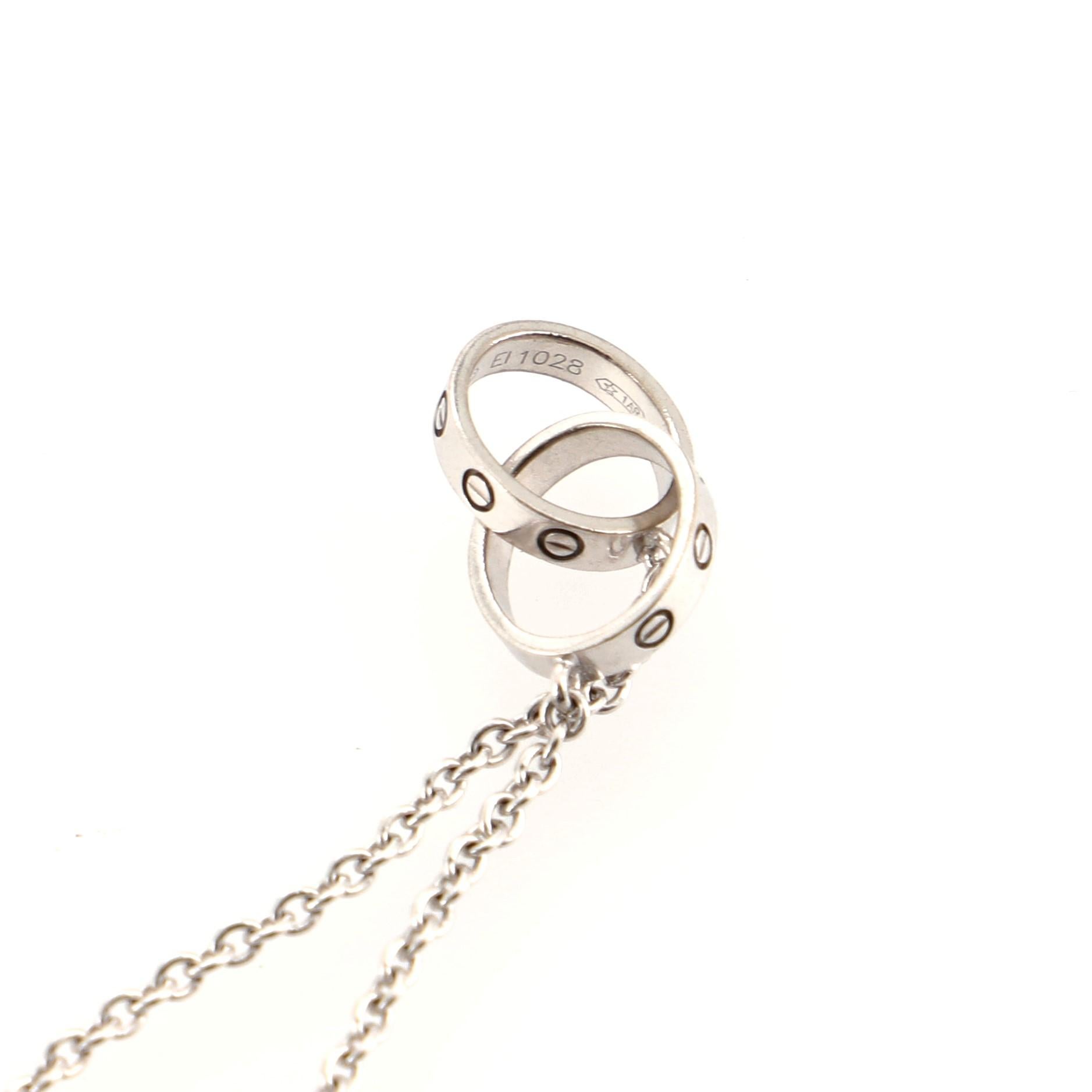 Women's Cartier Love Interlocking Necklace 18 Karat White Gold
