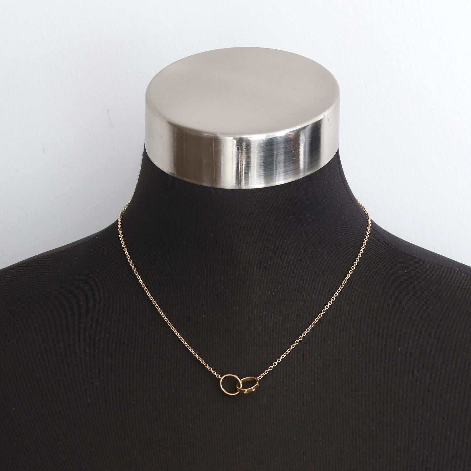 Cartier Love Interlocking Necklace 18K Yellow Gold In Excellent Condition For Sale In Dallas, TX