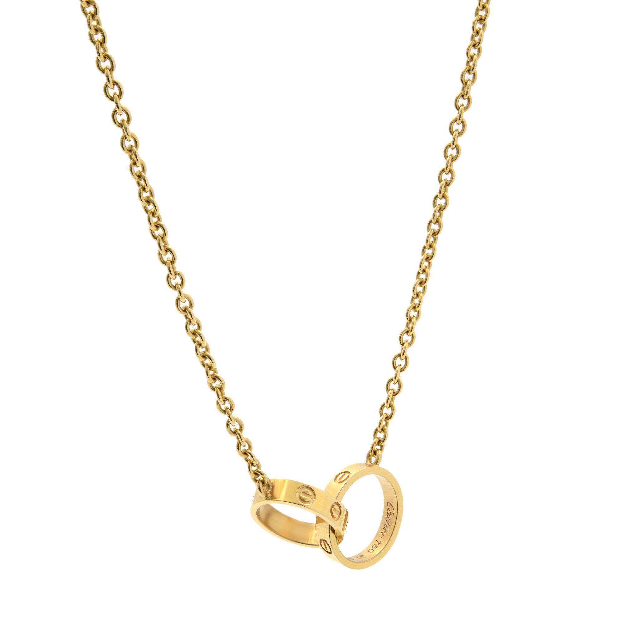 Cartier Love Interlocking Halskette aus 18 Karat Gelbgold im Zustand „Hervorragend“ in New York, NY