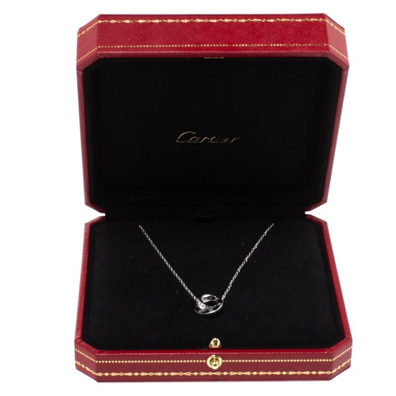 Contemporary Cartier LOVE Interlocking Pave Diamond 18K White Gold Necklace