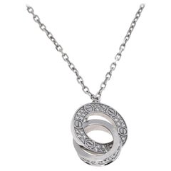 Cartier LOVE Interlocking Pave Diamond 18K White Gold Necklace