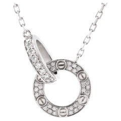 Cartier Love Interlocking Pave Necklace 18K White Gold and Diamonds