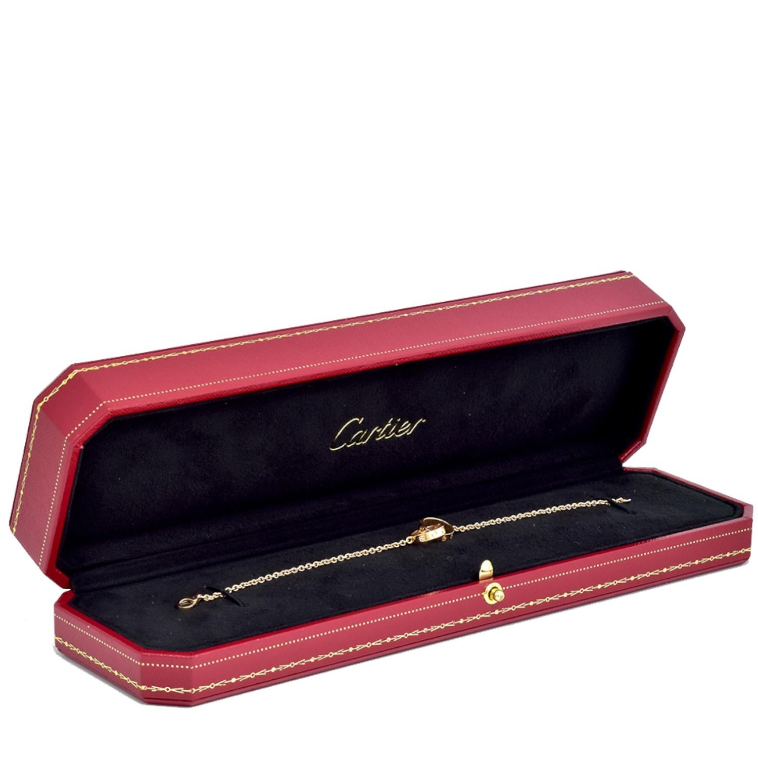 Women's or Men's Cartier Love Interlocking Pendant Chain Bracelet in 18 Karat Rose Gold