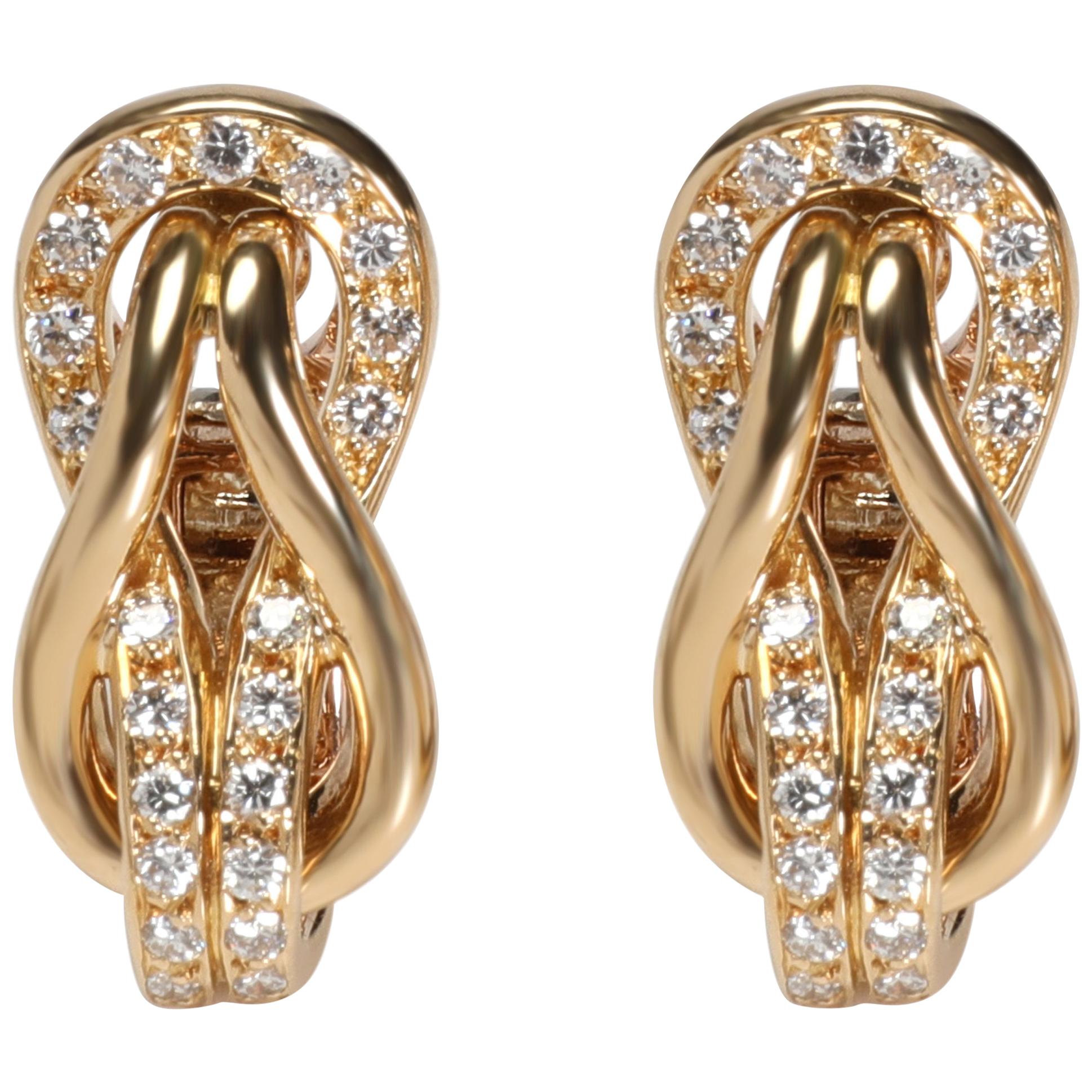 Cartier Love Knot Diamond Earrings in 18 Karat Yellow Gold 0.42 Carat
