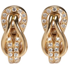 Cartier Love Knot Diamond Earrings in 18 Karat Yellow Gold 0.42 Carat