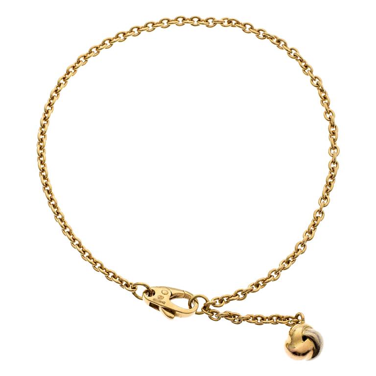 Cartier Love Knot Three Tone 18k Gold Dangling Charm Bracelet