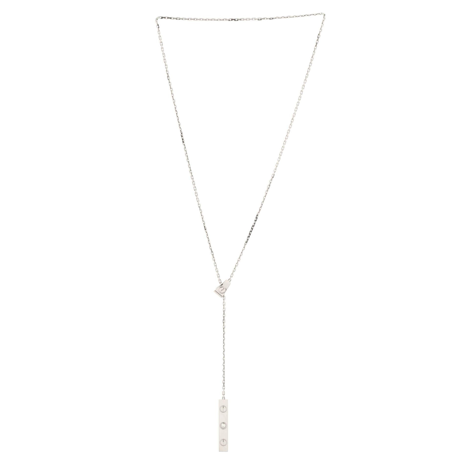 Cartier Love Lariat Necklace 18K White Gold with Diamond In Good Condition In New York, NY