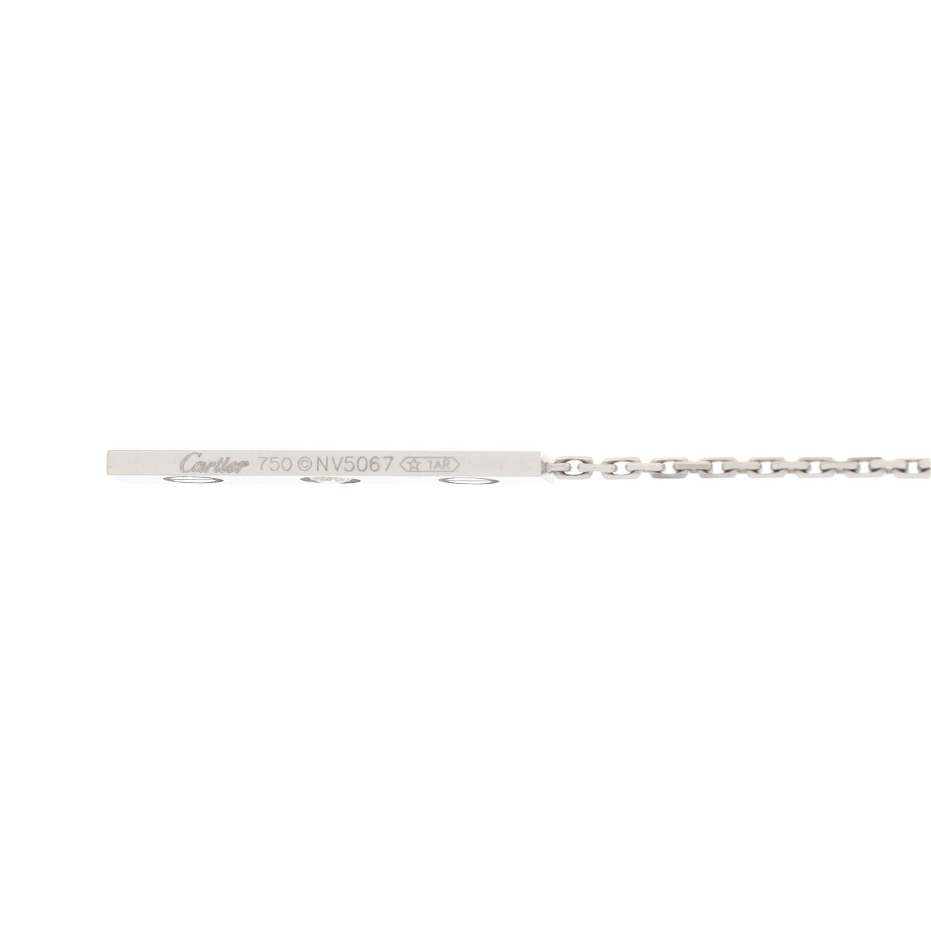 Women's or Men's Cartier Love Lariat Necklace 18K White Gold with Diamond