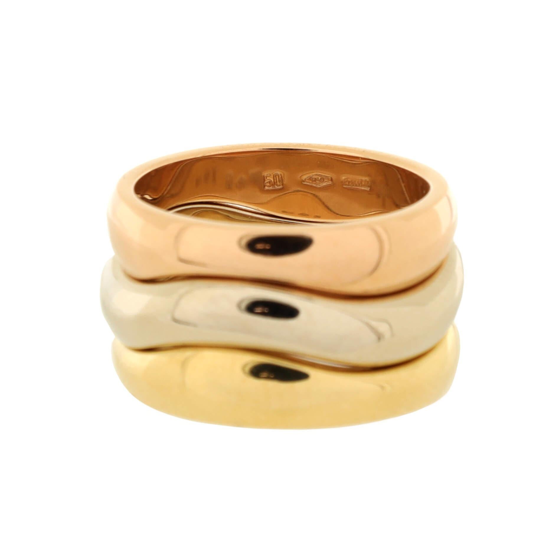 Women's or Men's Cartier Love Me 3 Ring Set 18K Tricolor Gold