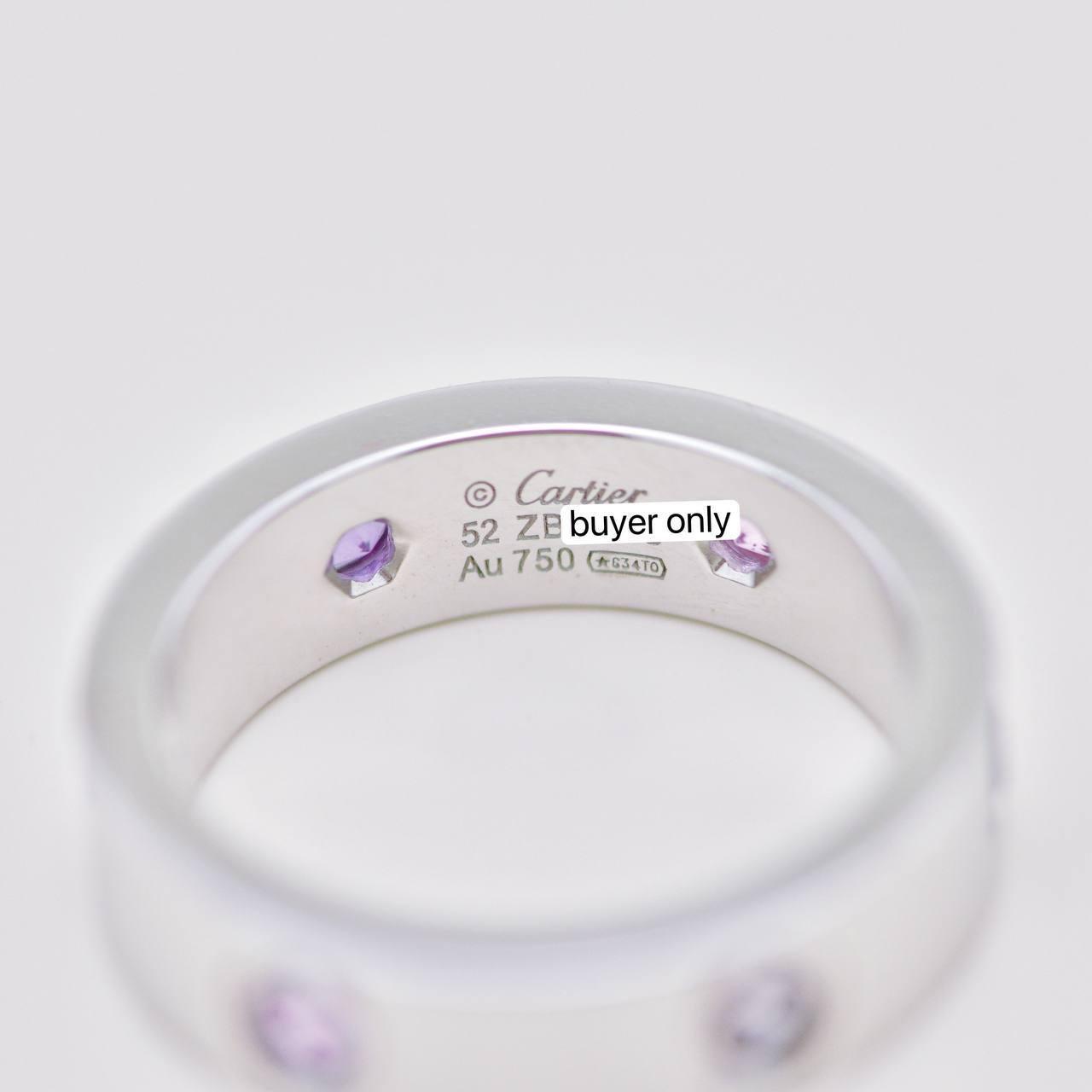 Cartier Love Anello con più gemme in oro bianco 18 carati misura 52 in vendita 1