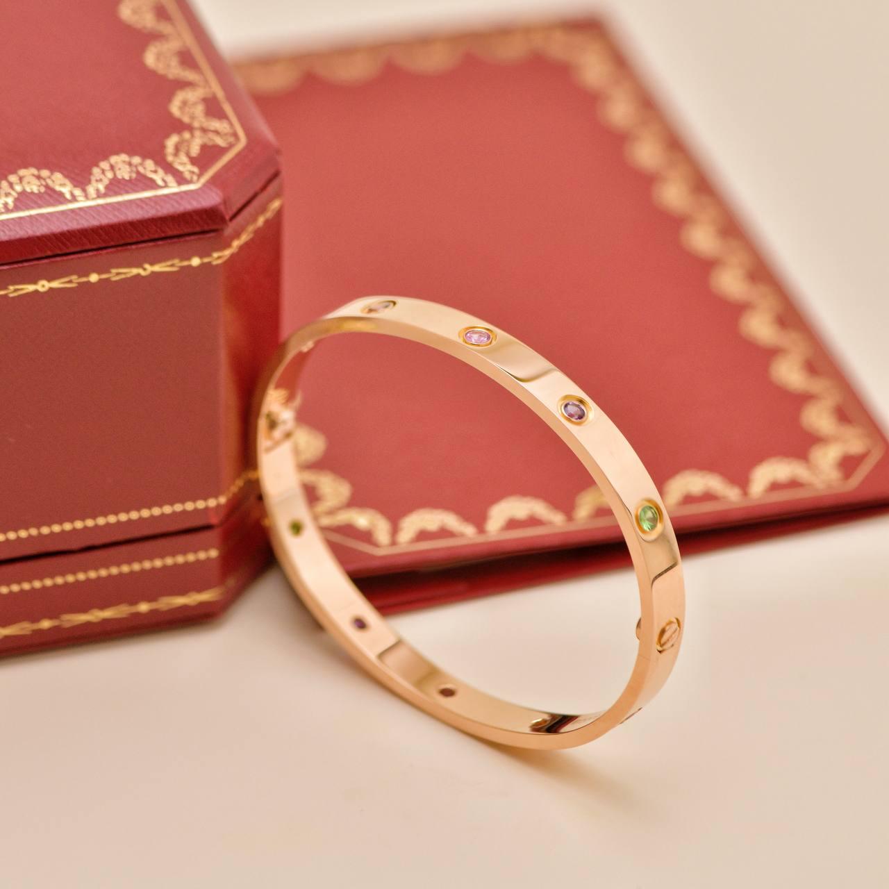 Cartier Love Pulsera Multi Gemas Oro Rosa 18K Talla 18 Sin cortar en venta