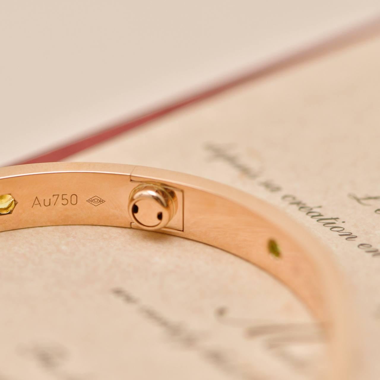 Cartier Love Pulsera Multi Gemas Oro Rosa 18K Talla 18 en venta 1